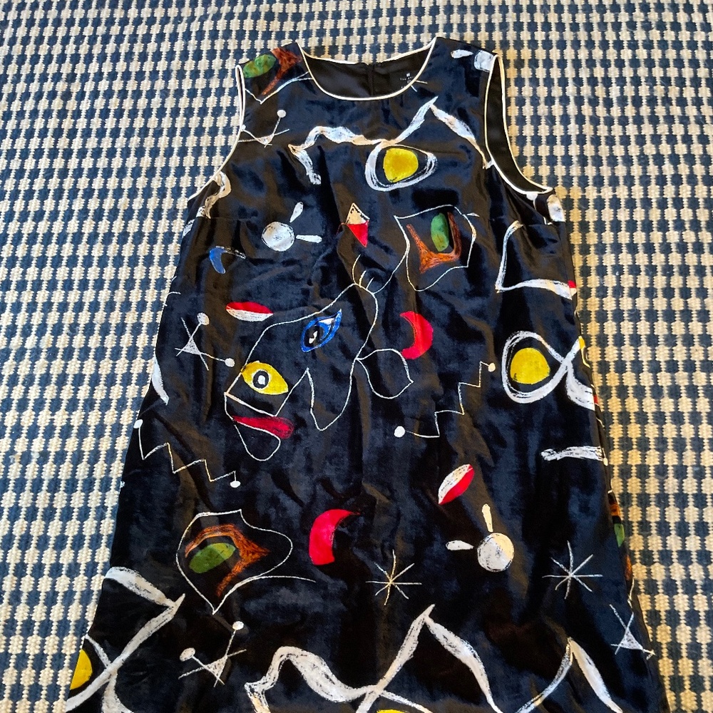 RARE Lisa Perry x Barneys New York Abstract Print Velvet Sleeveless Dress Sz 12